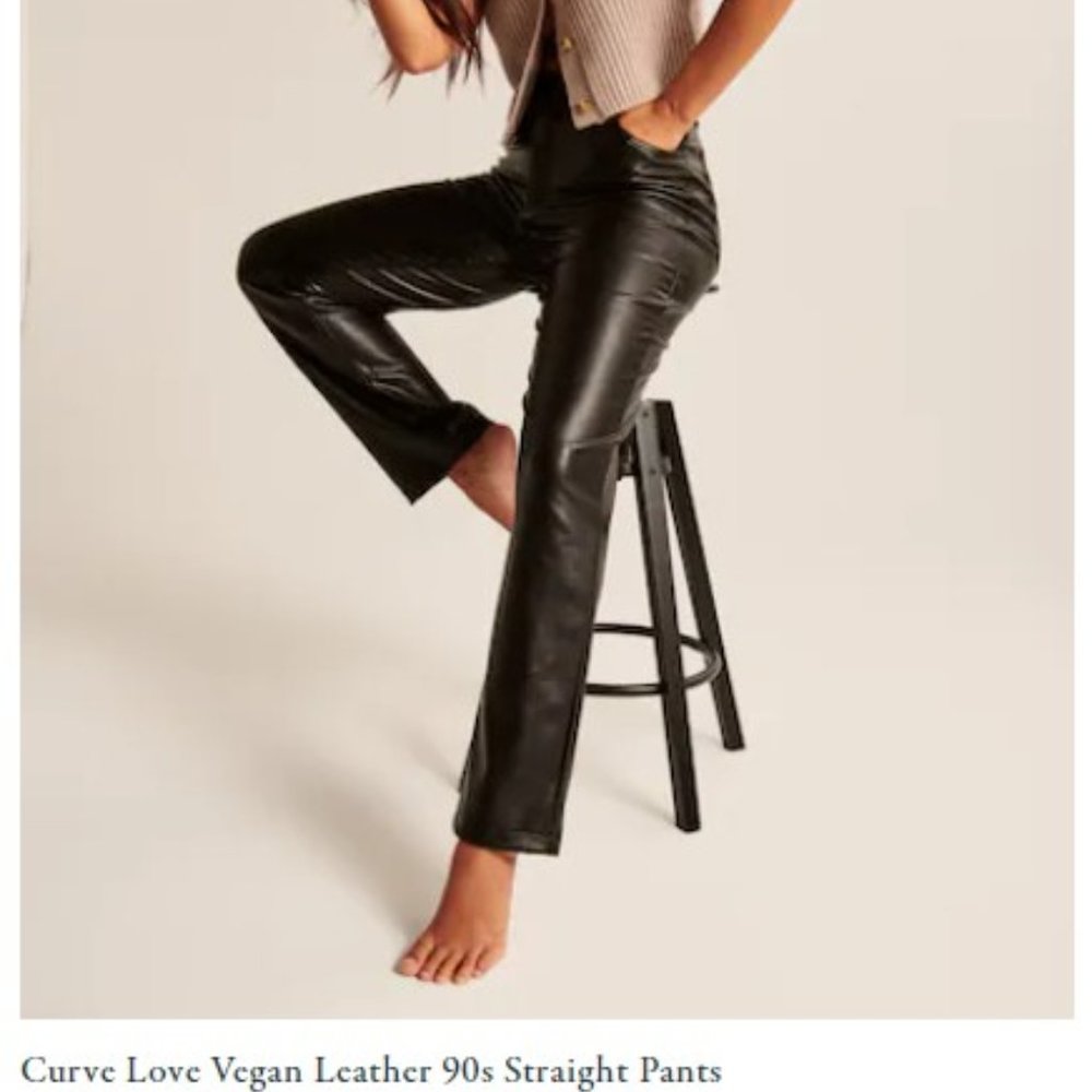 NWT Abercrombie & Fitch Curve Love Vegan Leather 90s Straight Pants sz 26